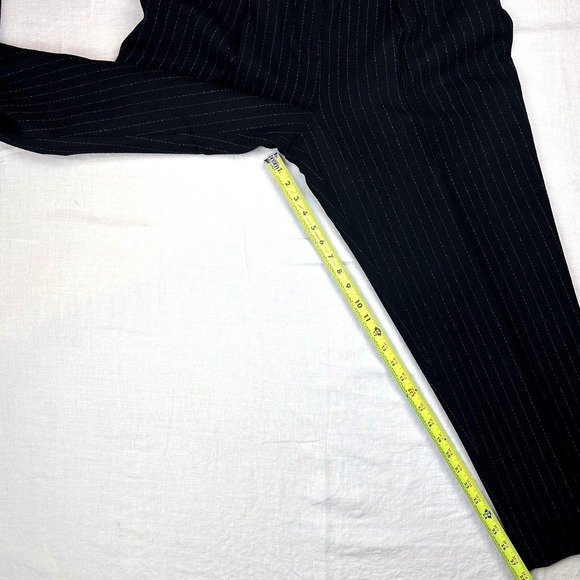 Vintage 90s Trousers Pants Womens 16 Pinstripe Dress Career Slacks Pockets Taper - Picture 6 of 10